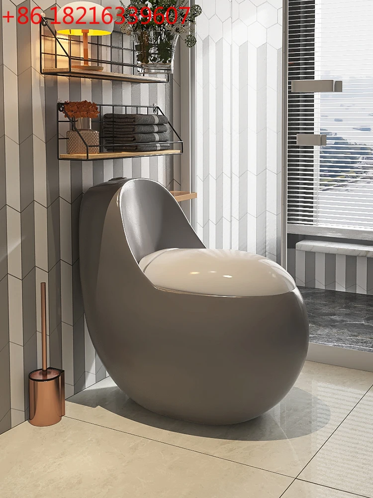 

Gray toilet siphon type personalized creativity, light luxury egg type color toilet