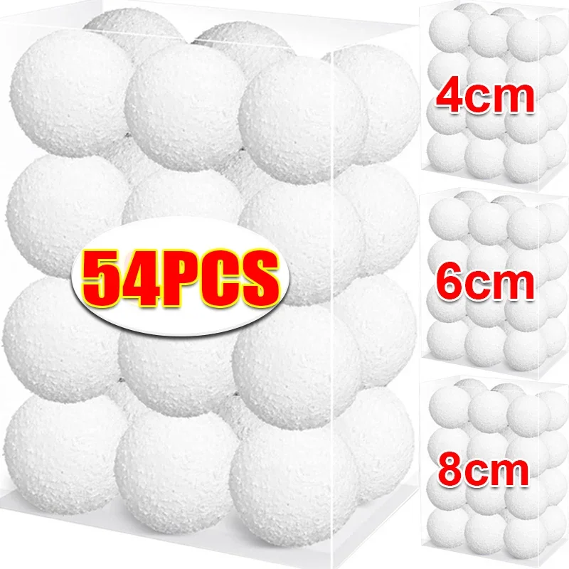 40/6PCS Christmas Foam Balls Artificial White Snowball DIY Xmas Tree Wreath Hanging Pendant Wedding Party Decor Ball Ornament