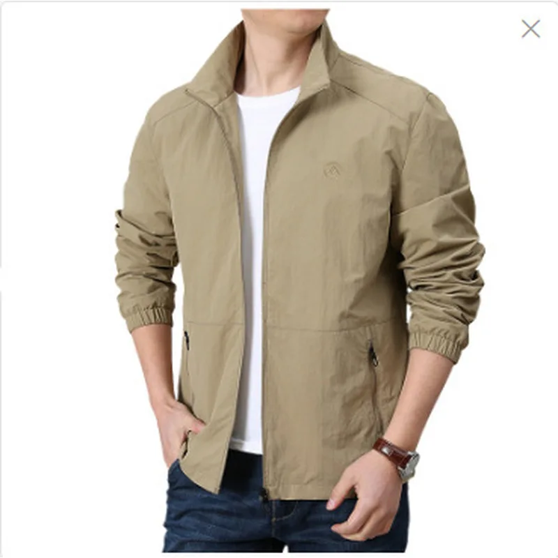 Group Buy Live Sale Men's Spring Autumn Thin Lightweight Stand Collar Jacket Casual Loose Sport Coat Plus Size Outerwear For Mid