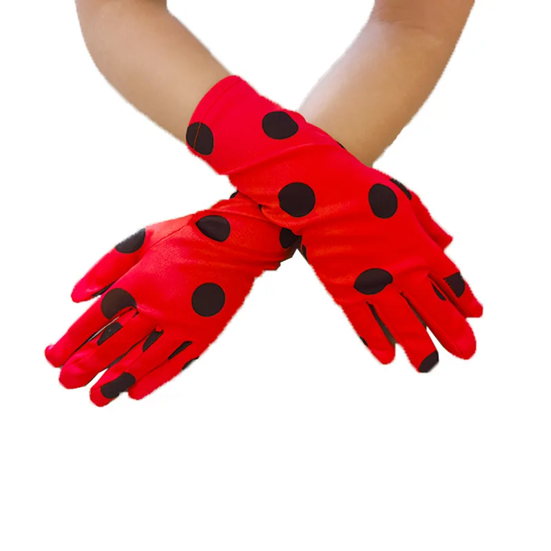 Gloves Kids Ladybug Print Costume Accessory Halloween Party Dress Decoration Red Black Polyester Lightweight Breathable Soft