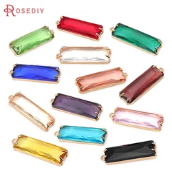 6PCS 18K Gold Color Brass and Glass Rectangle Charms Pendants Necklace Earrings Diy Jewelry Accessories Rosediy Official Website