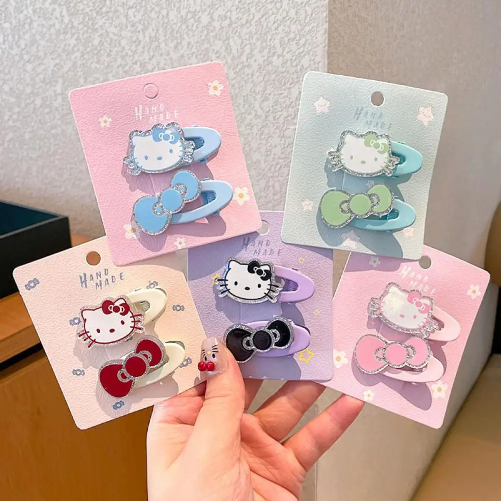 

MINISO 2Pcs Kawaii Seamless Hair Clip Cute Sweet Cartoon Hellokitty Bangs Clip Barrettes for Children's Duckbill Clips