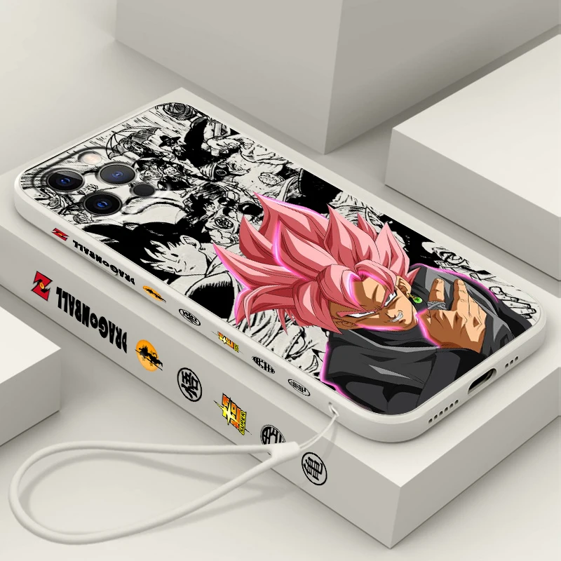 

Japanese D-D-Dragon Ball Comic Liquid Left Rope For Apple iPhone 15 14 13 12 11 XS XR X 8 7 SE Pro Max Plus Mini Funda