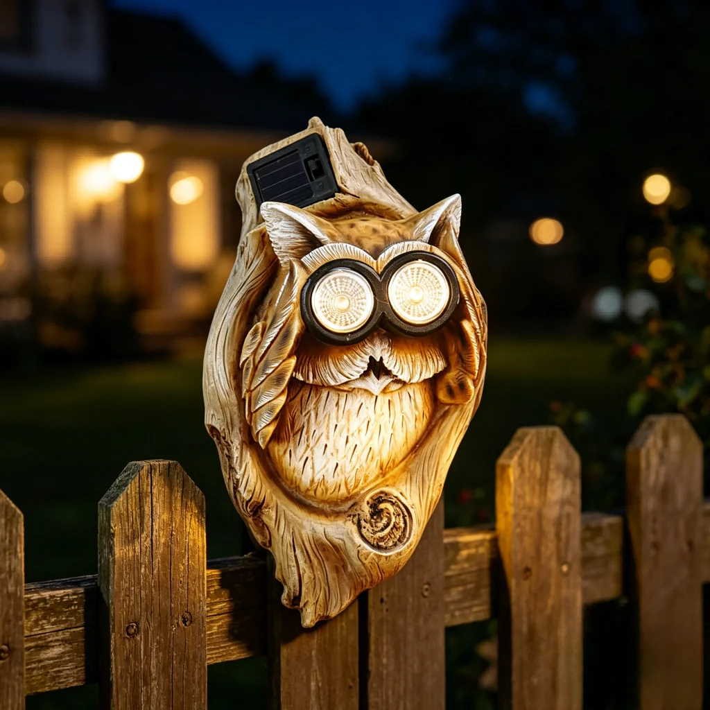 Outdoor Owl Statue Solar Owl Ornament For Evening Ambiance 22.5*13*9 Includes Hanging Hooks Built-in Solar Panels