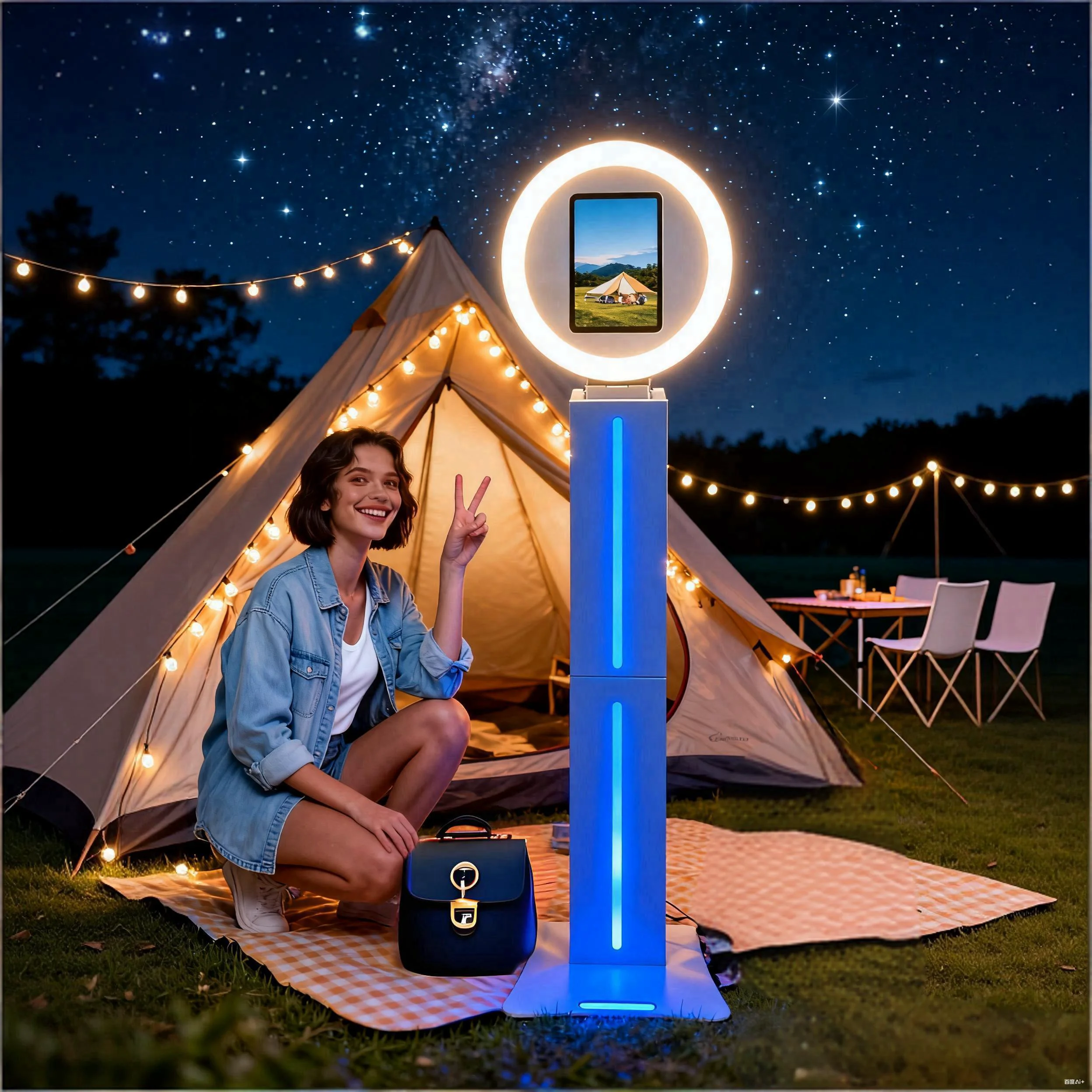 

US Stock|Portable Photo Booth for iPad 10.2''-13'' Selfie Photobooth Machine for Weddings Parties Events