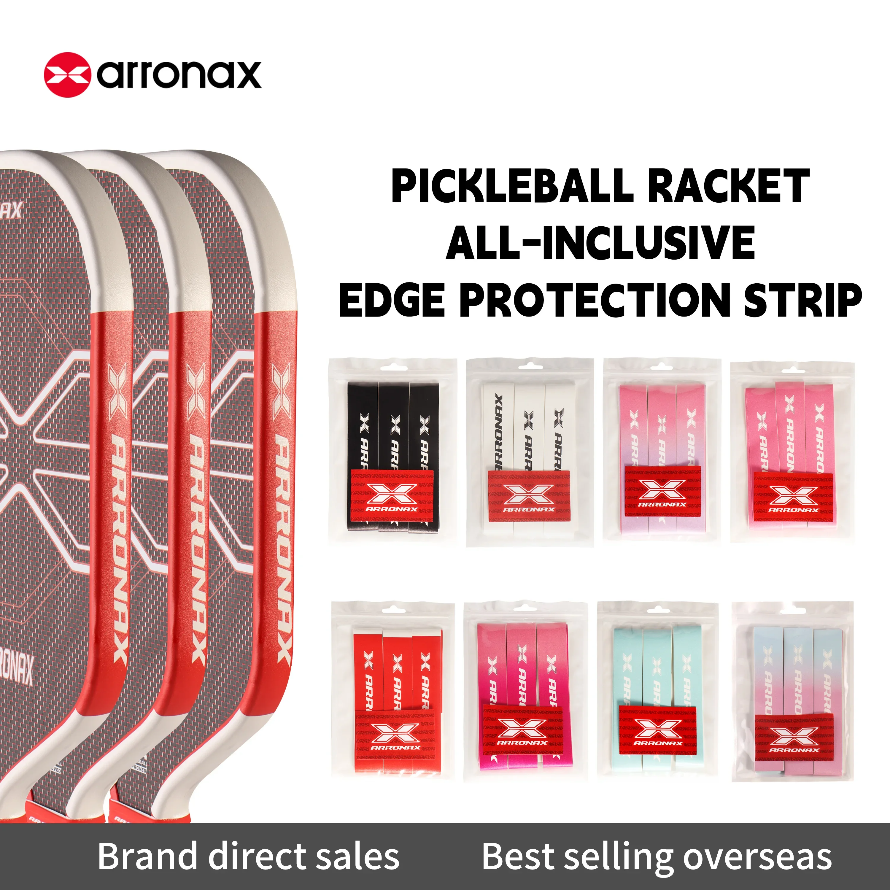 ARRONAX Pickleball Paddle Edge Tape 3K PU Interwoven Texture Fit Curved Edge Guard 760*25mm Racket Edge Protection Tapes