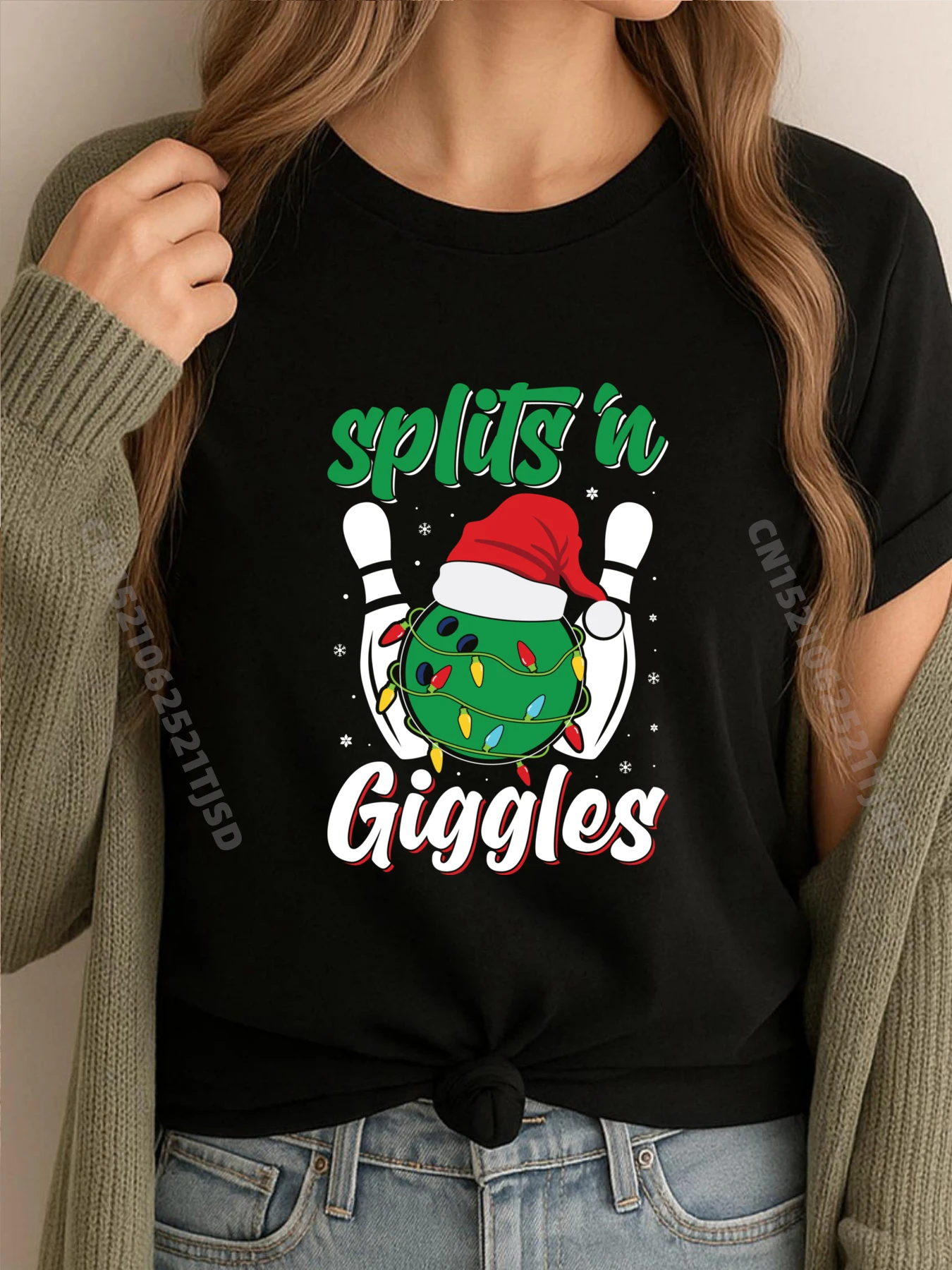 

Funny Splits N Giggles Bowling Player Christmas Bowler Mens Korean Fashion Man Custom T Shirt Happy New Years