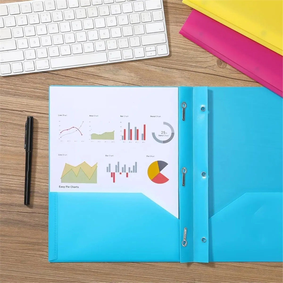 Multi-use Gear 15 Pack Letter Size, Plastic Folders Water- Pocket Folders with Fasteners for School, Work, Home Organization