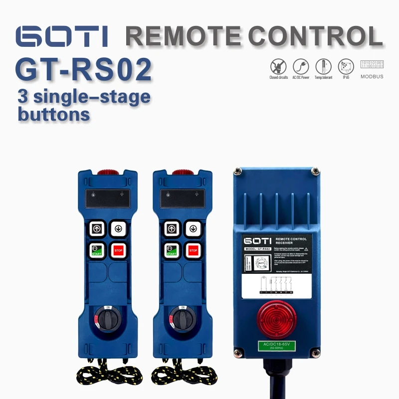 Industrial Wireless Crane Remote Control GT-RS02 2 Transmitters 1 Receiver 18-65V 65-440V 36V 220V 380V CE 4 single speed