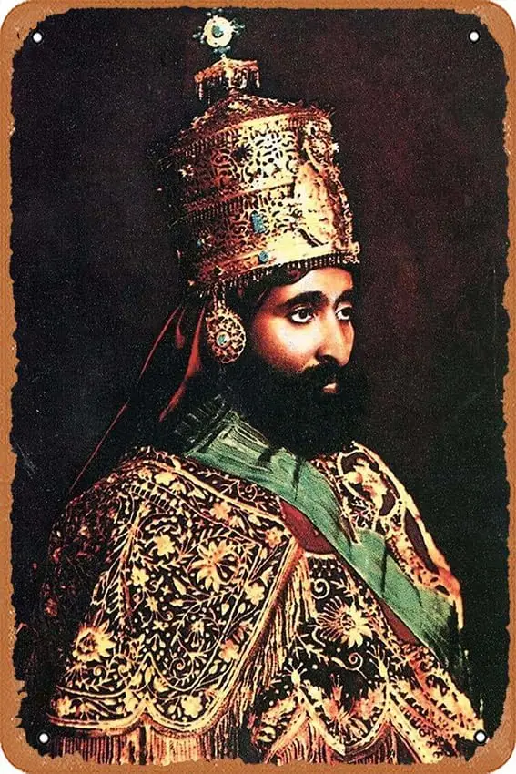 Haile Selassie, l'empereur d'Éthiopie - Affiche en métal « HIM - Sa Majesté Impériale », plaque murale décorative 8x12 pouces