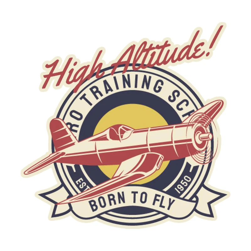 Interesting High Altitude BORN TO FLY Vintage Airplan&Car Sticker PVC Decal Car Window Bumper Sticker Kk10-25cm