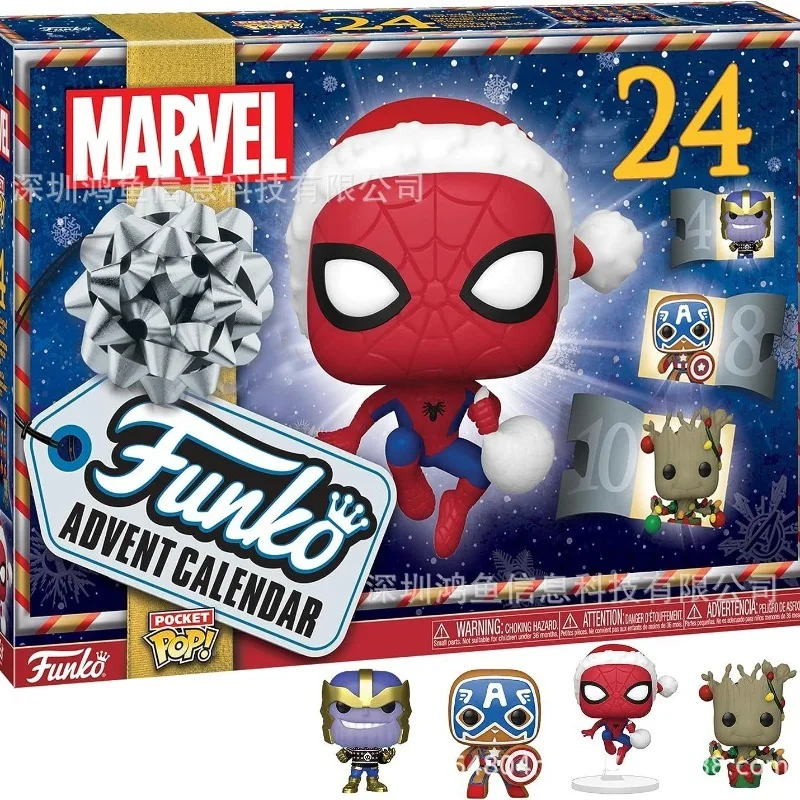 

Marvel Christmas Advent Calendar Anime Figure Models Spider-Man Captain America 24 Blind Box for Children's Surprise Toys Gifts