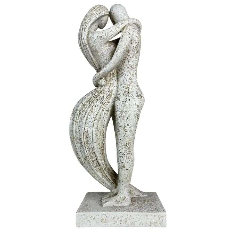 

Eternal Embrace Romantic Couple Sculpture u2013 12 1 2 u201d Resin Lovers Statue Graphite Kiss Moonwash Limestone u2013 Modern