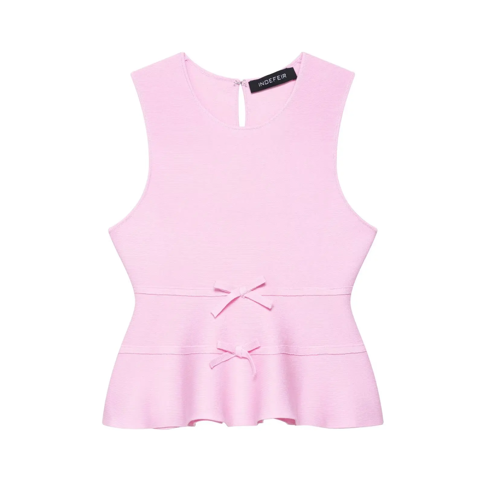 

NINE ZAR Women's Knot Decorated ort Skirt Sle Knitted Top Svel Vest 9598086 Comfortable Fit round Neline
