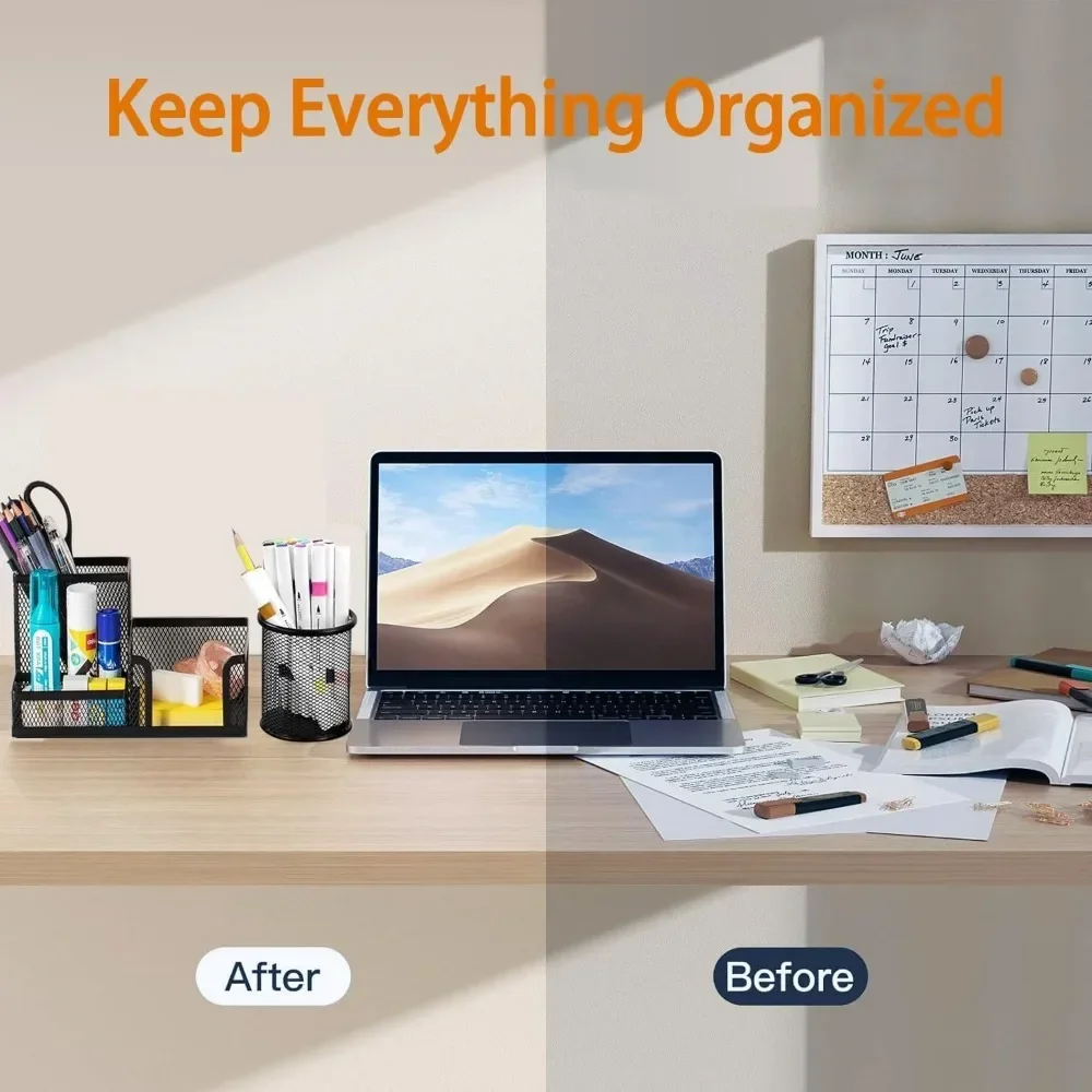 ที่ใส่ปากกาตั้งโต๊ะ ที่จัดระเบียบโต๊ะ ชุดที่ใส่ปากกาตาข่าย 3 ช่อง อุปกรณ์ตั้งโต๊ะงานฝีมือมาร์กเกอร์