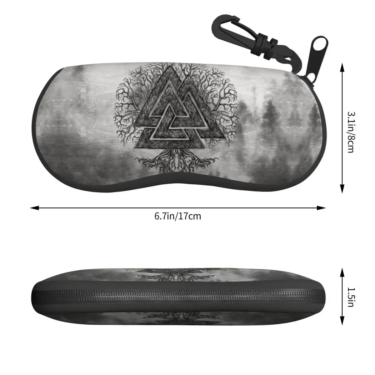 Valknut And Tree Of Life Yggdrasil Sunglasses Case Neoprene Zipper Norse Shell Eyeglass Case Protective Box For Glasses