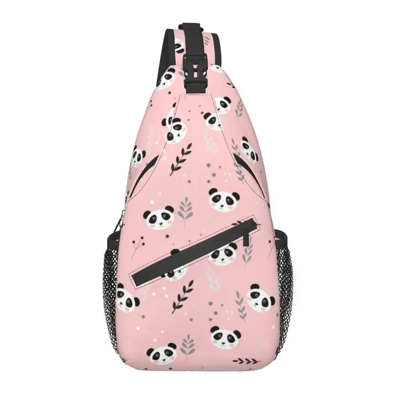 

Cute Pandas And Twigs Sling Crossbody Chest Bag Men Casual Animal Pattern Shoulder Backpack for Camping Biking