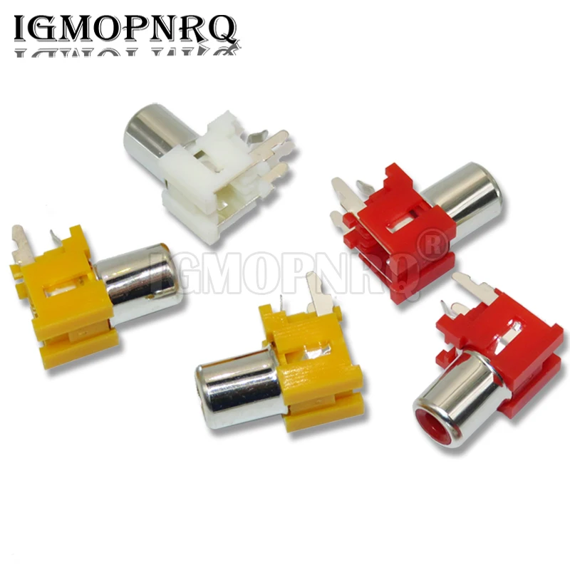 10PCS 1 Way/1 Hole RCA Connector Audio Female Jack AV Audio Input Socket Red White Yellow Lotus Amplifier Interface Signal