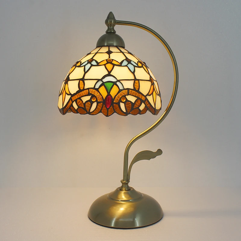 Vintage Tiffany Stained Glass Table Lamps for Living Room Decoration Mediterranean Turkey Retro Desk Lamp Bedroom Night Lights