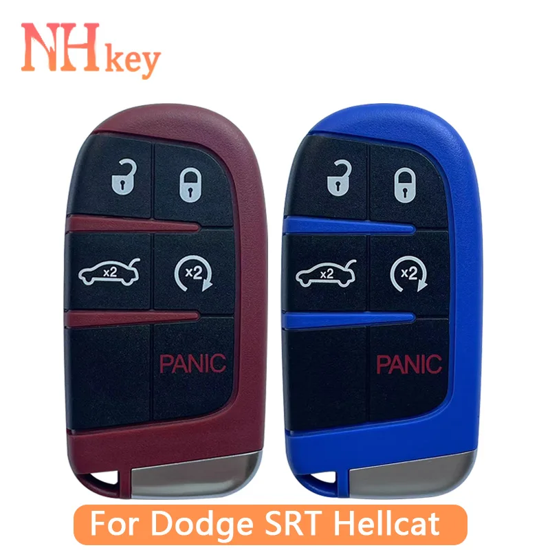 NH KEY For Dodge Dart Challenger  Durango Journey Fit 5 Button SRT Hellcat Remote Car Key Shell Case Red/Blue