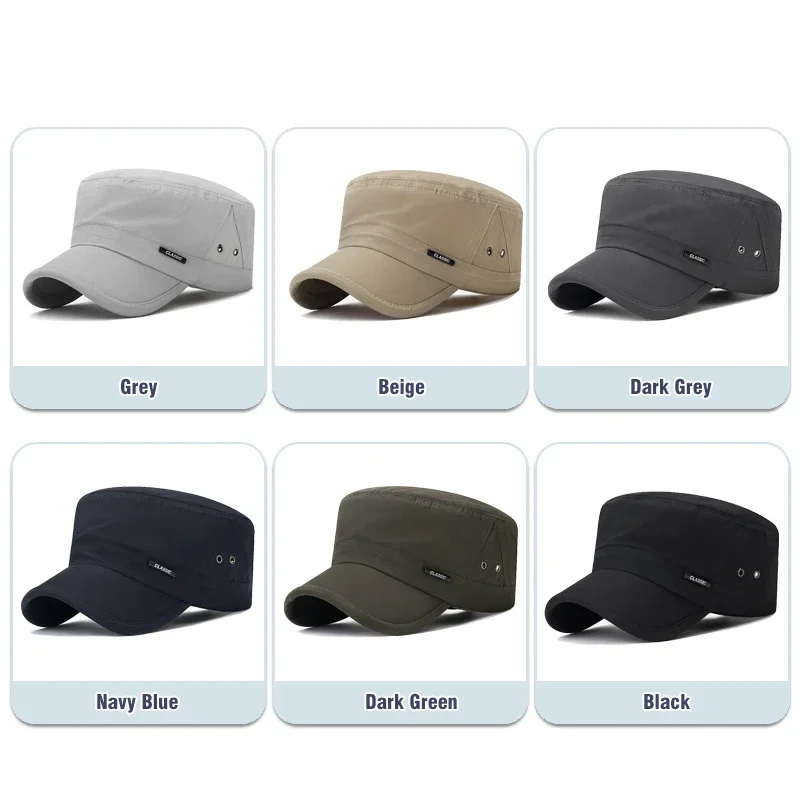 New Summer Mens Hat Quick-Drying Flat Hats Spring and Summer Sun Protection Hat Light Breathable Duckbill Cap