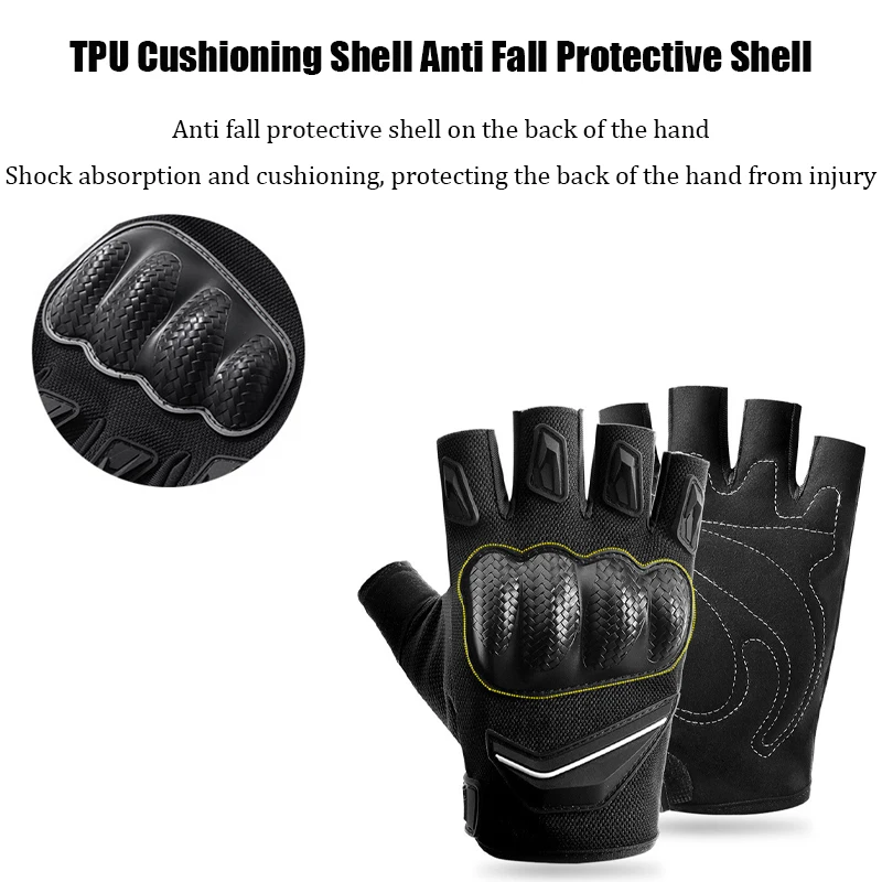 Motorcycle Riding Sports Fitness Gloves Half Finger Non-slip Breathable, Off-road Motorcycle and Bicycle Tactical Gloves