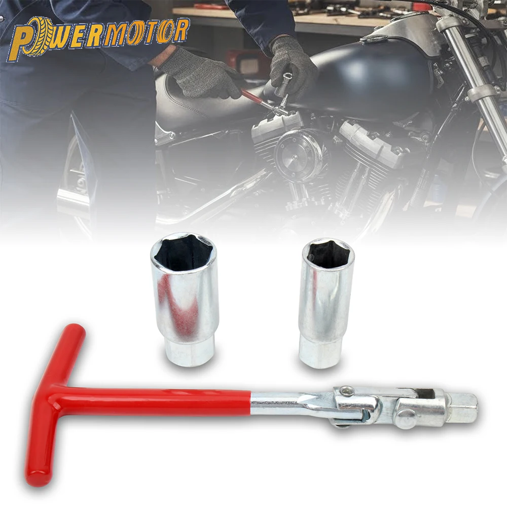 

Universal 3 in 1 Car Motorcycle Spark Plug Socket Wrench Set 16mm 5/8" & 21mm 13/16" T-Handle Repair Tool Kit Remover Installer