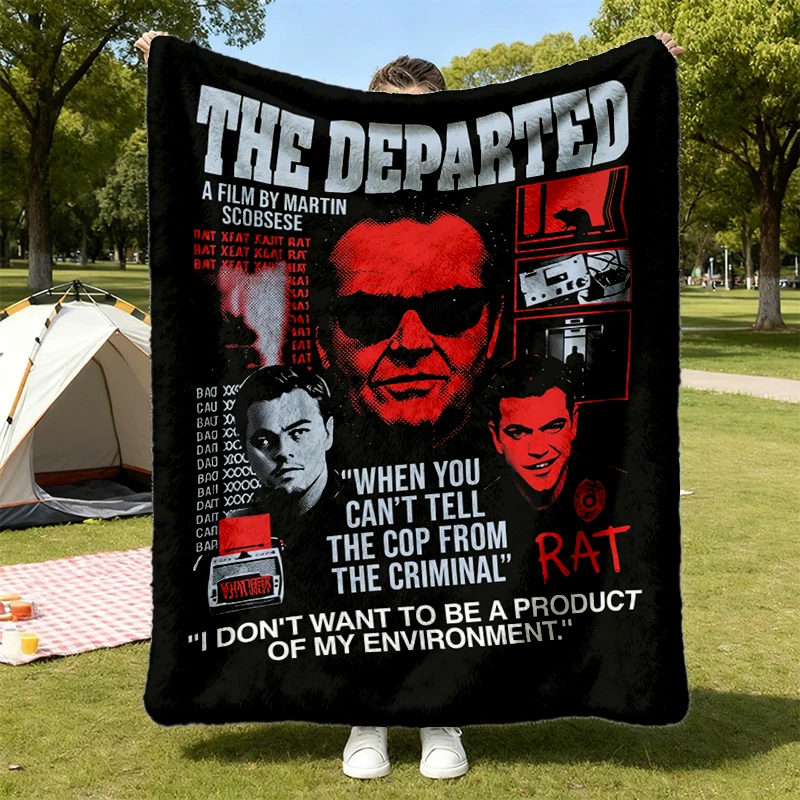 Departed 2006 Crime Film Flannel Blanket, Scorsese Costello DiCaprio Damon RAT Movie Graphic Flannel Throw