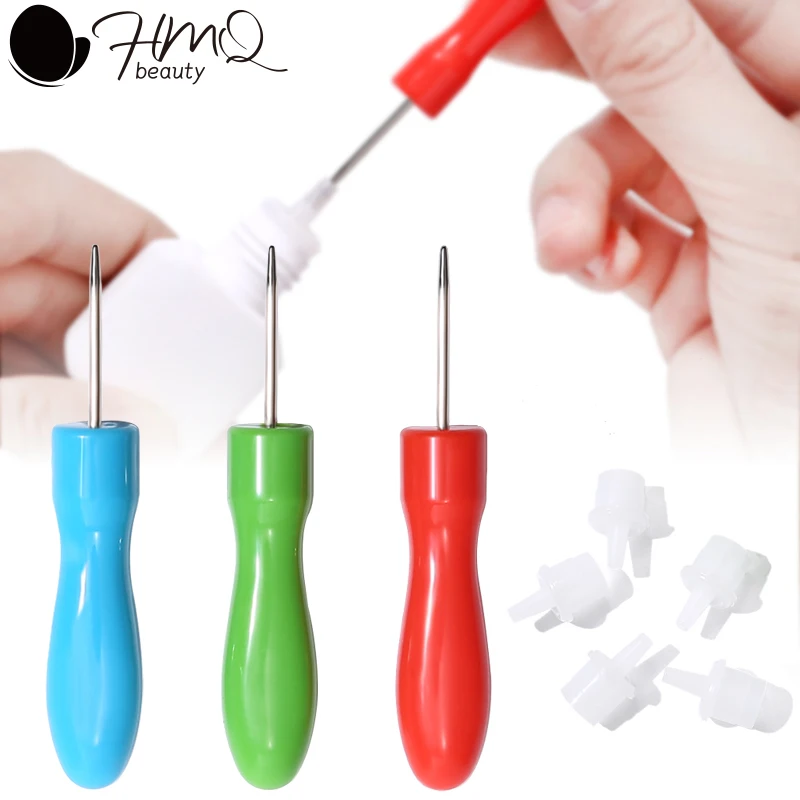 Eyelash Extension Glue Bottle Blocking Needle Universal Replacement Glue Mouth Head Bottle Opener Stainless Steel Makeup Tools