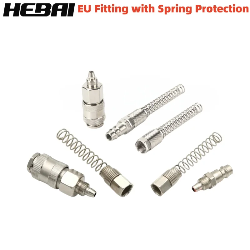 HEBAI European Style Quick Connector with Spring Protection Air Compressor Leather Tube Trachea Air Pump Special Connector SP PP