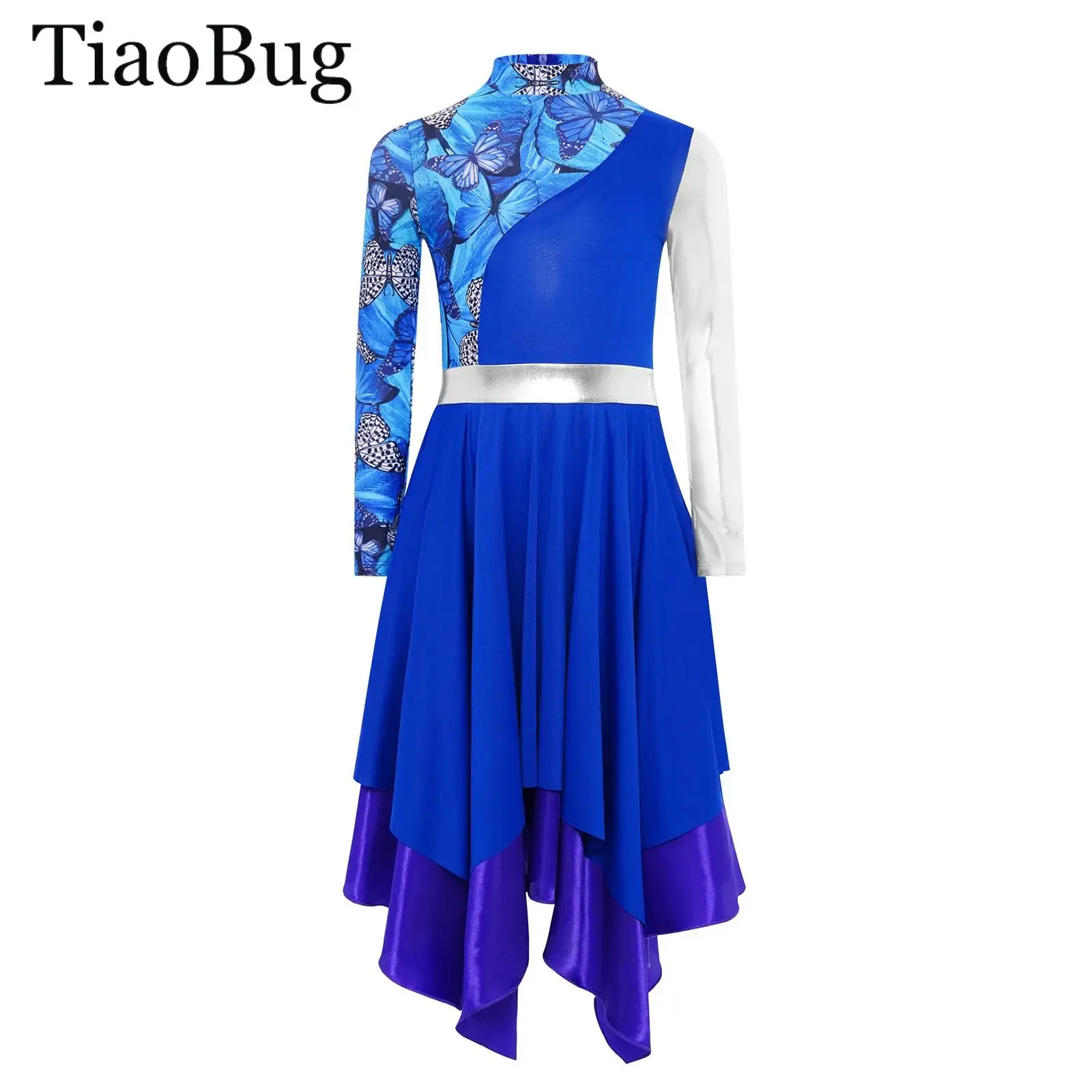 

Girls Liturgical Praise Dance Dress Long Sleeve Irregular Ballet Lyrical Dance Costume Christian Worship Church Choir Performanc