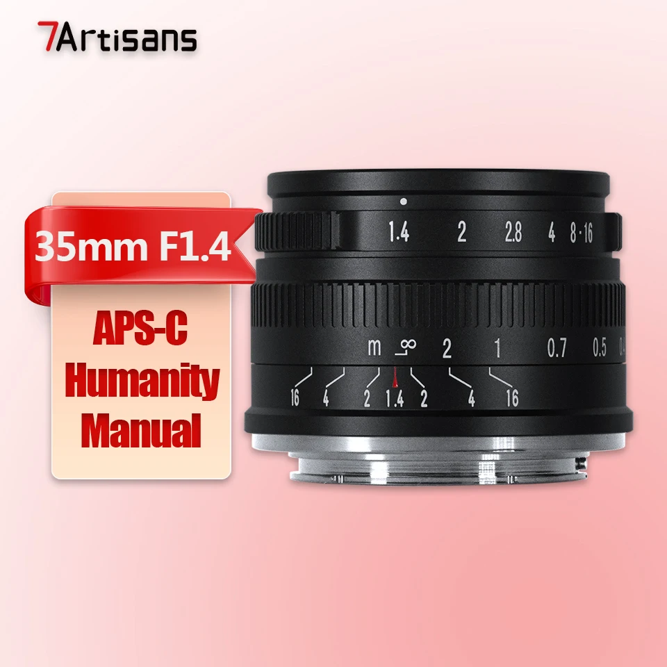 7artisans APS-C 35mm F1.4 Groot Diafragma Portret Prime Lens voor Camera met Sony E Nikon Z Fujifilm XF Canon RF EOS-M M43 Mount