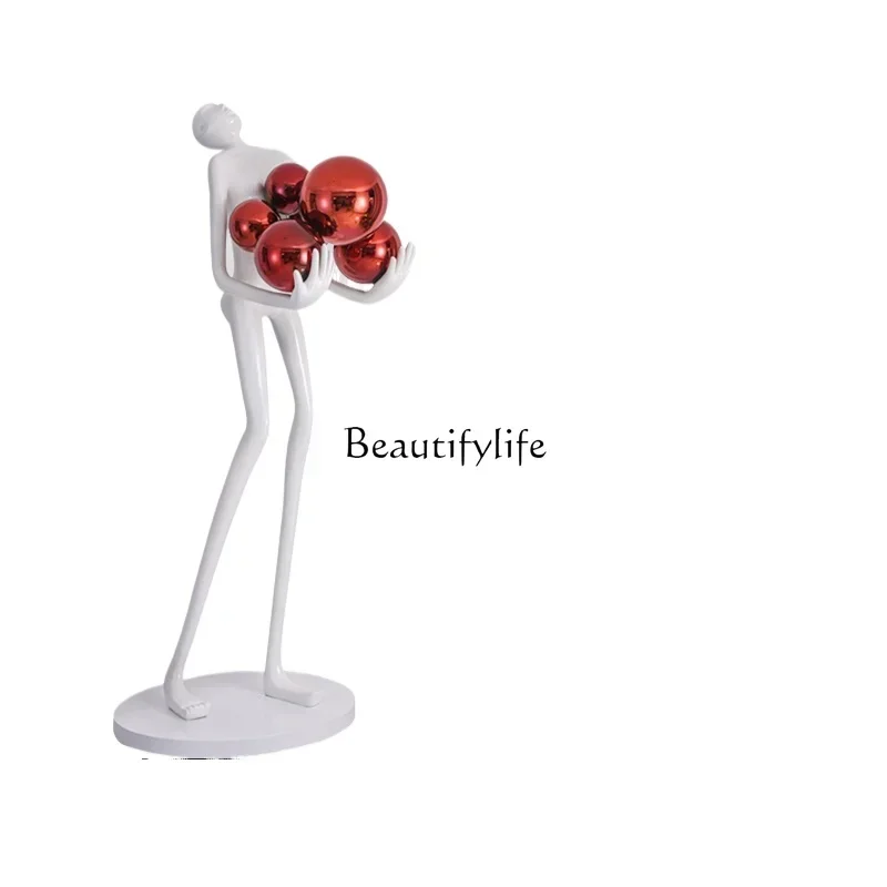 

ls 18 FG40Artistic Humanoid Sculpture Living Room Creative Character Holding Ball Floor Light Luxury Big Decorations Luminous