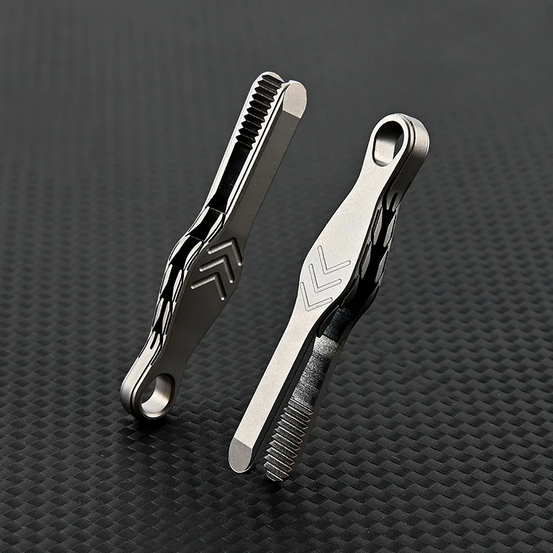 TC4 Titanium Steel Tweezers Multifunction With Corkscrew CNC Machining Clips Outdoor EDC Gadget Keychain Pendant Tool