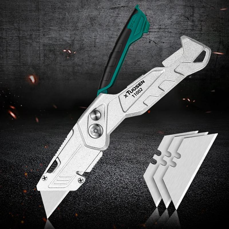 Aluminum Alloy Multifunctional Utility Knife Heavy Duty Box Cutter with Stainless Steel Blade for DIY ，Office