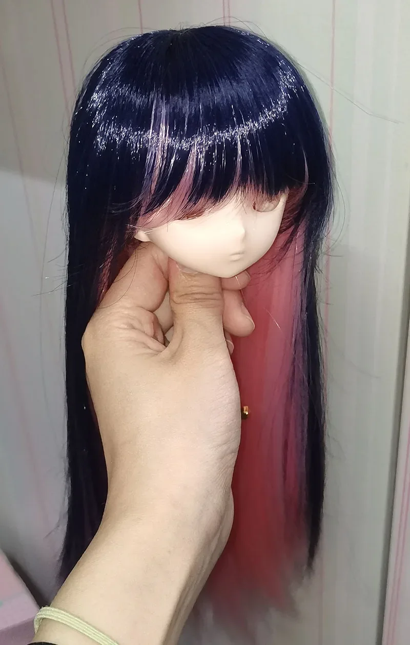 Poupée BJD SD cheveux longs ultraviolets, fibre haute température, noir et blanc, cheveux longs et raides graduels, A 1/3 1/4 1/6