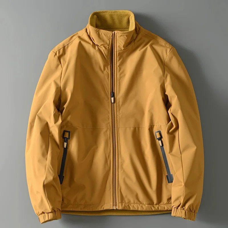 

Двусторонняя мужская куртка Fanceey 2 в 1, ветрозащитное зимнее пальто на термостойкой флисовой подкладке с воротником-стойкой на рождественский подарок