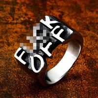 Retro F Word Letter Ring For Men Silver Color Vintage Punk Gothic Rock Hiphop Ring Creativ Unisex Accessories Designer Jewelry