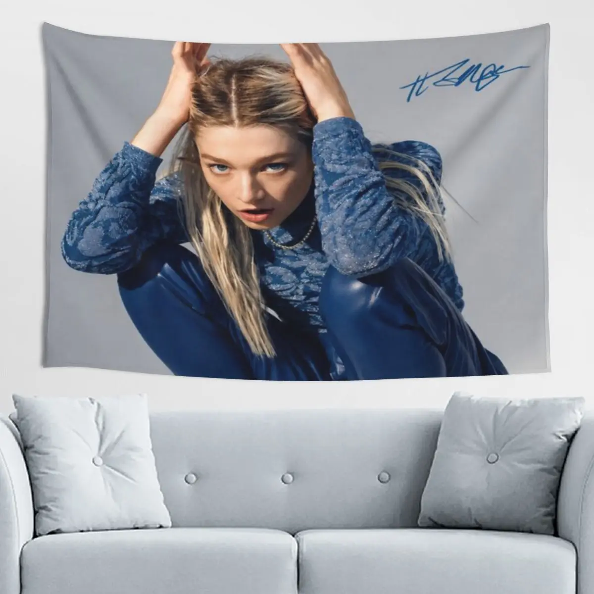 Tapiz de dibujos animados firmado por Hunter Schafer, tapiz Synthwave Star, manta de picnic