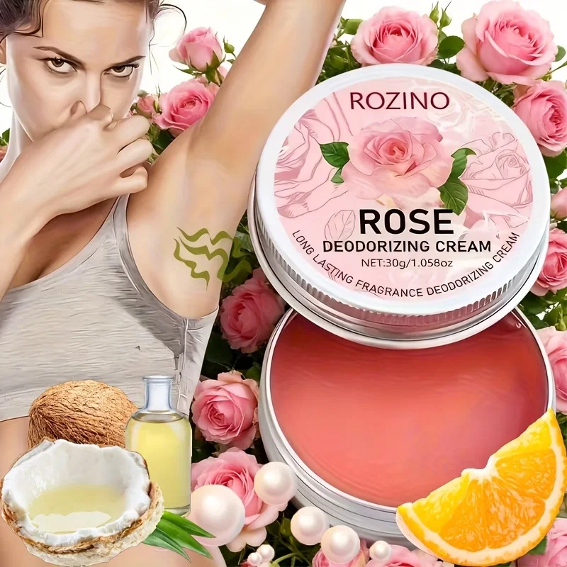 

[Long-Lasting Deodorant - Body Fragrance Cream] ROZINO 30g Long-Lasting Pink Rose Deodorant Cream | 72 Hours Of Fragrance, Neutralizes Odor for Both Men And Women, Ideal for Underarms, Behind Ears, And Feet