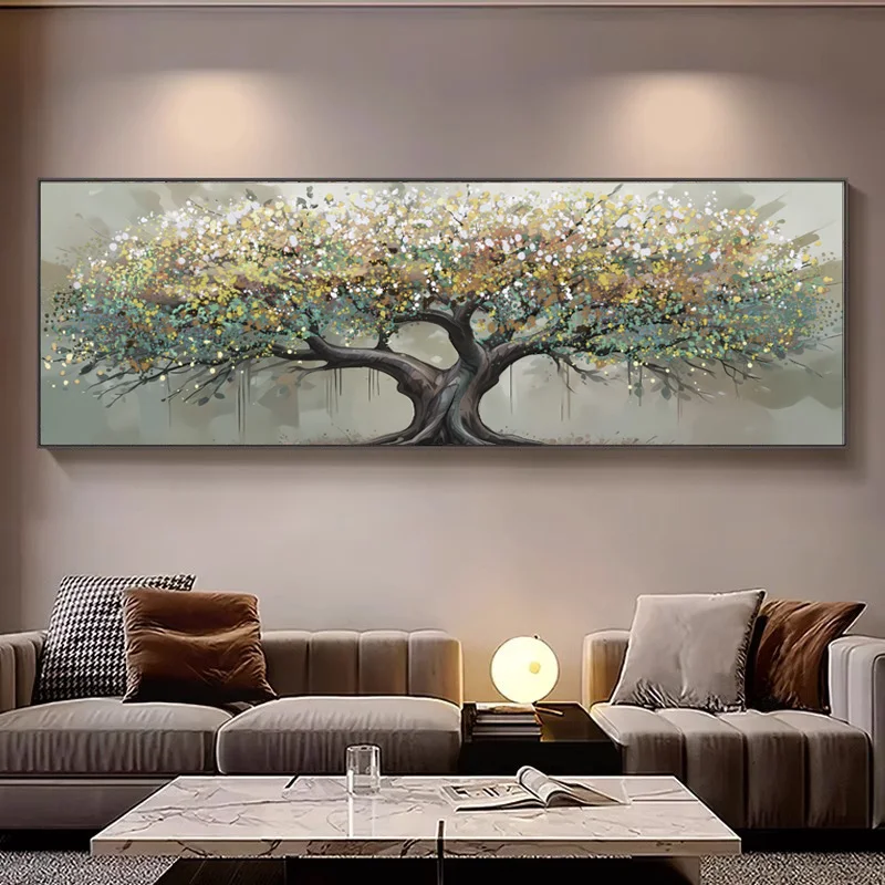 

Money Tree Canvas Poster Abstract Golden Leaf Painting Living Room Wall Decor Feng Shui Modern Art Picture Home Decoration