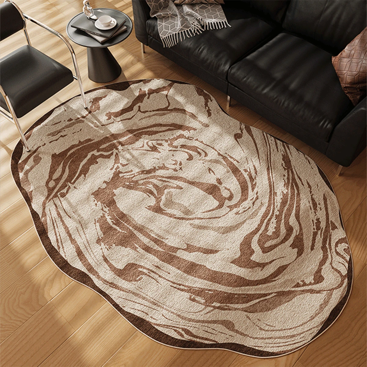 Brown Special-shaped Rugs for Living Room Light Luxury Carpet Coffee Tables Floor Mat Bedroom Bedside Rug Study Cloakroom Mats