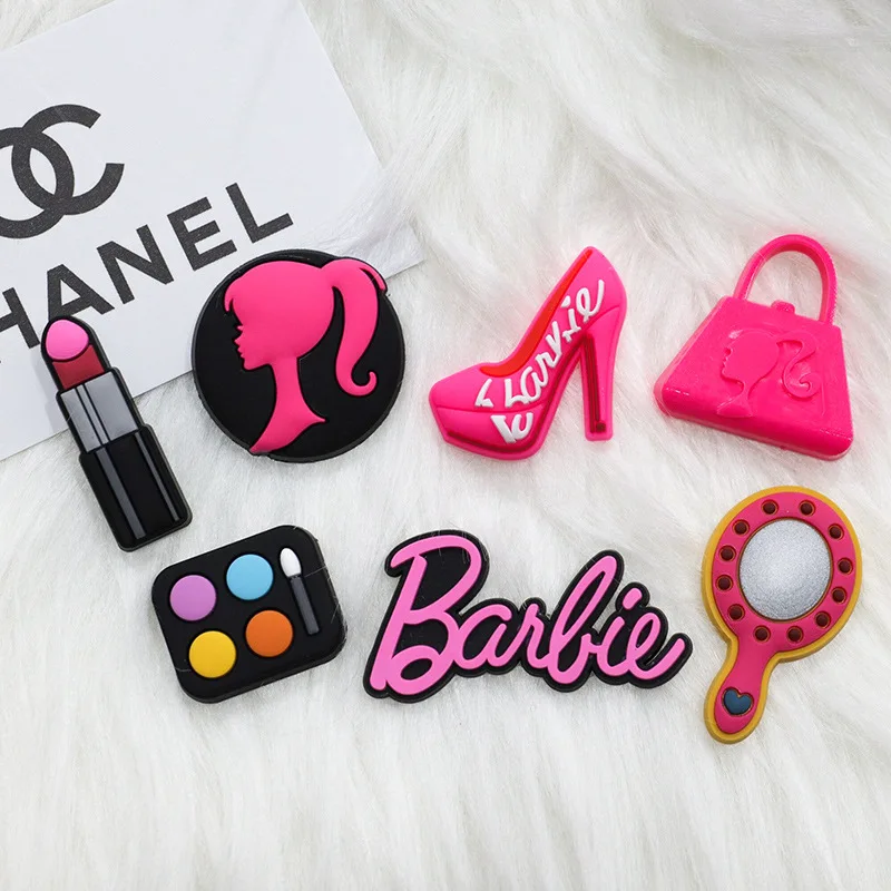 MINISO 20P lindo dibujos animados PVC Rosa moda Barbie zapato flores DIY agujero zapatos sandalias encanto zapatos accesorios fiesta Festival regalos