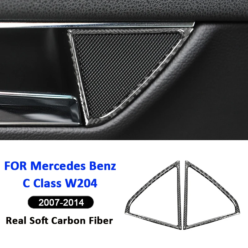 

For Mercedes Benz C Class W204 2007-2014 Carbon Fiber 2PCS Car Door Air Horn Speaker Panel Frame Decorative Modification Sticker