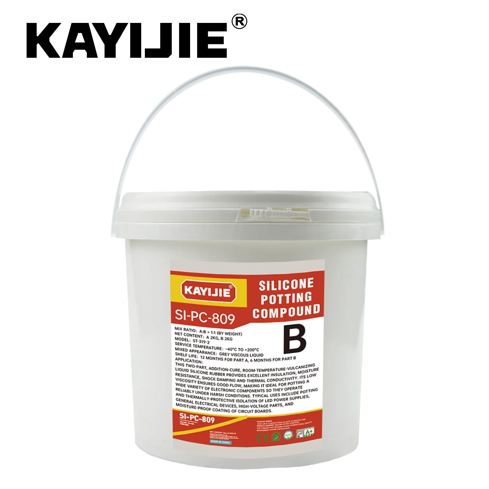 KAYIJIE SI-PC-809 Two-component Grey Potting Glue, Waterproof Heat Dissipation Sealant for Outdoor LED & Power Supply