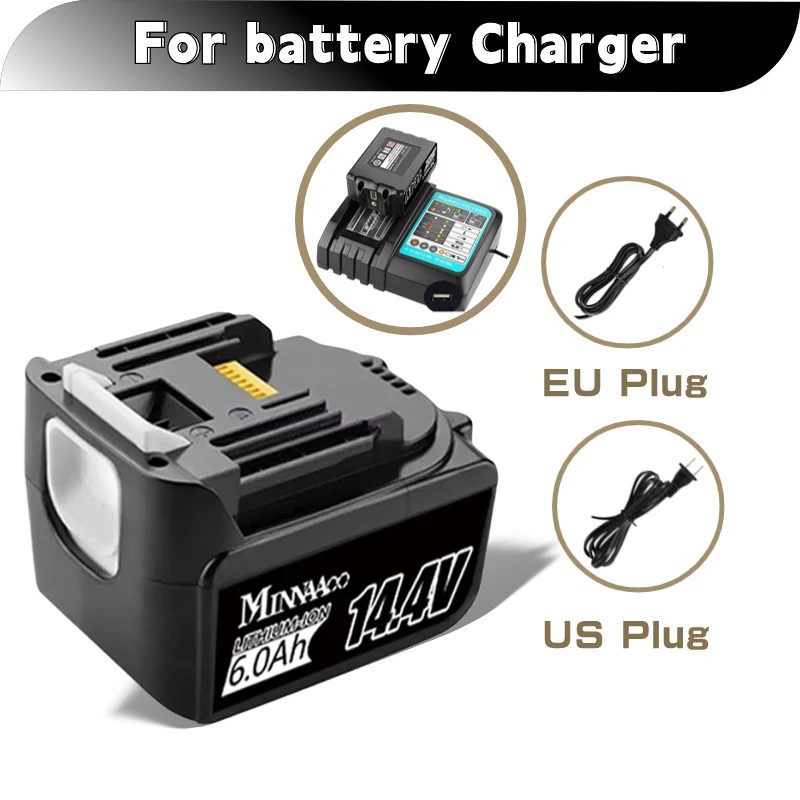 WIth LED Charger BL1430 Rechargeable Battery 14.4V 6000mAh Lithium Ion for Makita 14v Battery 6Ah BL1440 LXT200 BDF340 TD131D