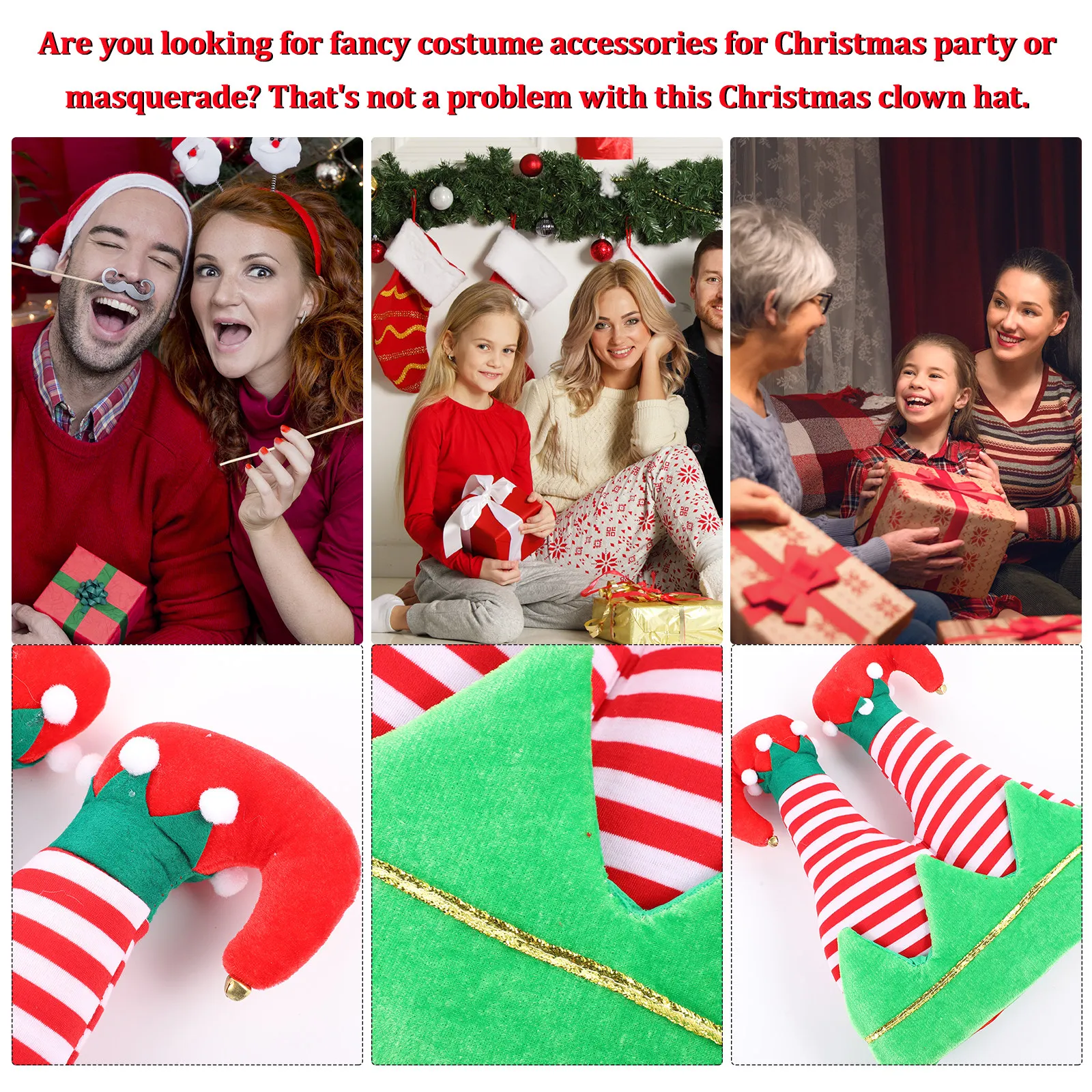

1Pcs Christmas Clown Hat Classic Party Costume Accessory Soft Fabric Comfortable Christmas Decoration Hat for Adult