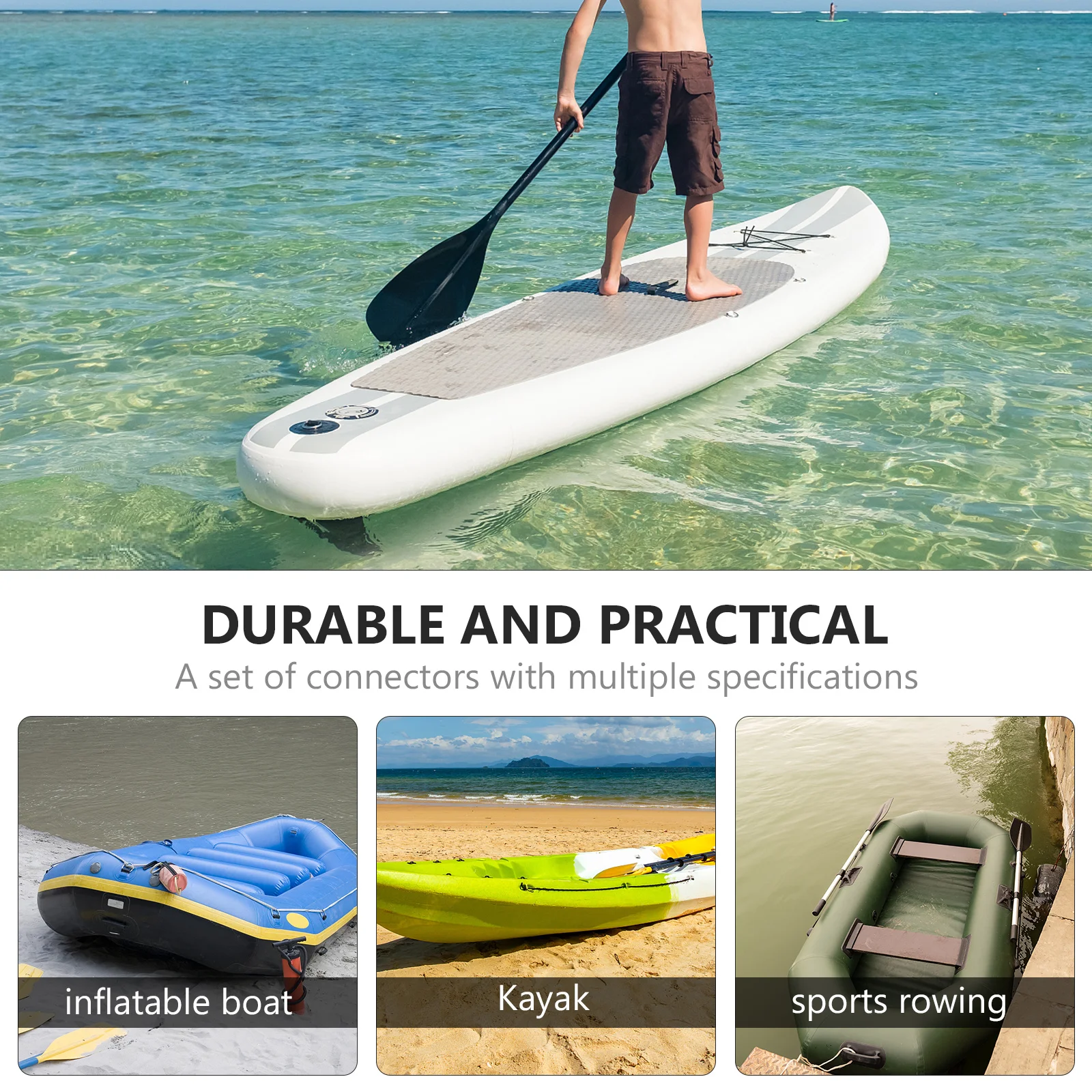 

5Pcs Air Valve Adapter High Grade Leak Proof Strong Sealing for Inflatable Kayak Outdoor Sports Rowing Boats Portable Pump