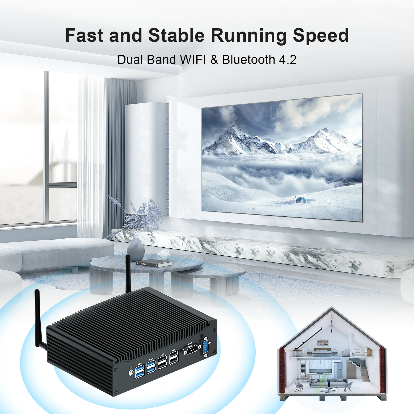 2023 HYSTOU Fanless Industrial PC Intel Core i5 DDR4 8G 16G 2*HD SIM Card Windows10 Linux Ubuntu Mini Computer ITX