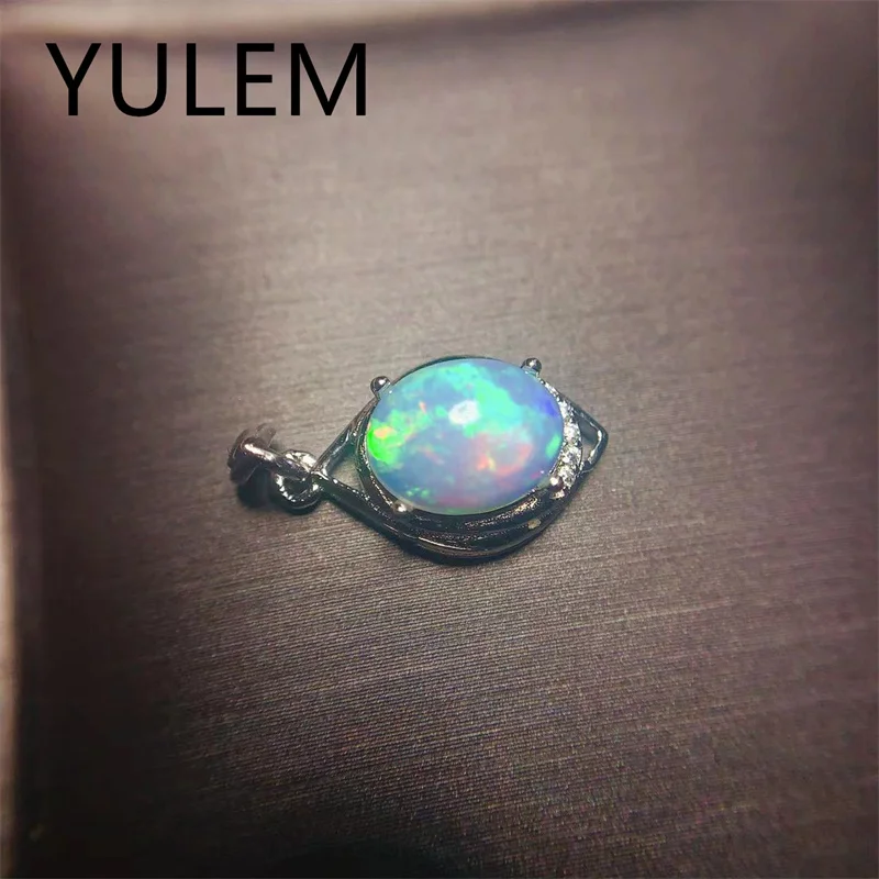 Fashion Silver Opal Pendant with Opal Gemstones 7mm*9mm 100% Natural Opal Pendant Solid 925 Silver Opal Jewelry